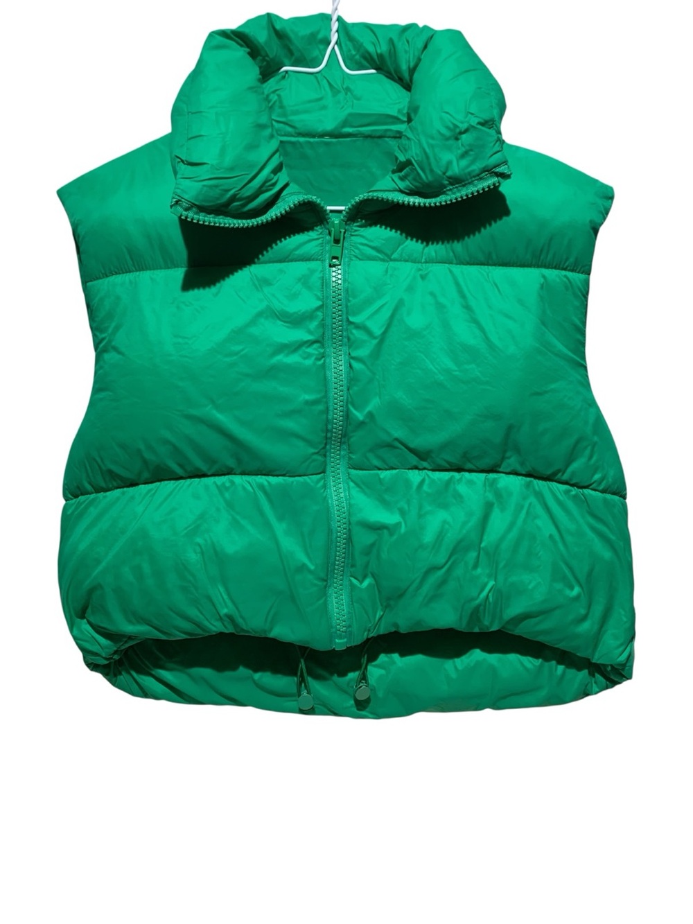 Women’s Unbranded Down Fill Cropped Green Puffer Vest Size Large